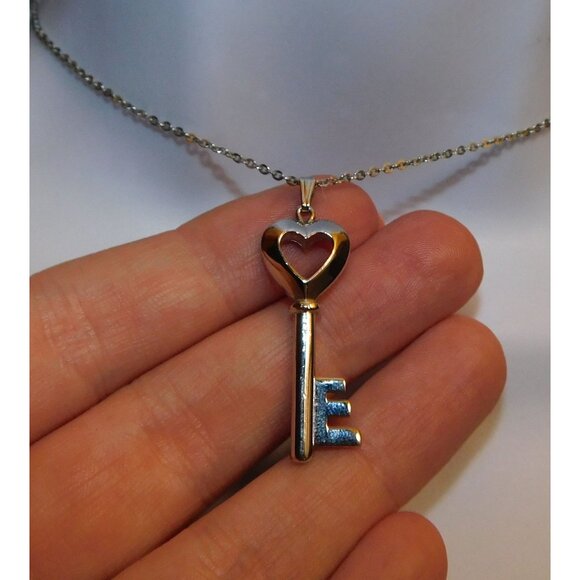 Accents By Hallmark Heart Key Silver tone Necklace - Picture 2 of 5